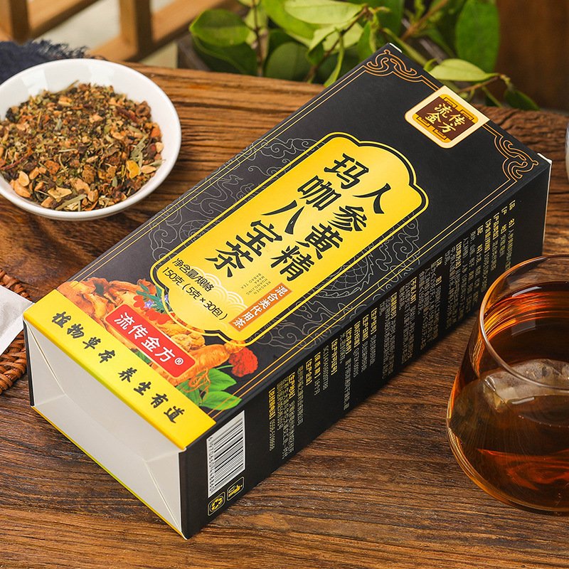 Chinese Herbal Dark Tea for Male Sexual Energy Tonic Ginseng and Maca Blended Fresh Bulk Box/Bag Packaging Man Health Tea