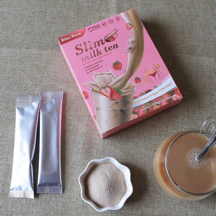 slim detox milk tea dietary supplements fruit natural custom OEM burner burn tummy milk tea flavor strowberry slim milk tea