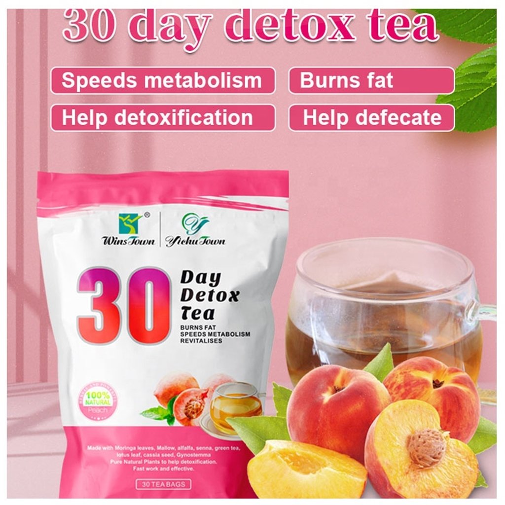 Honey peach flavor slim tea 30 Days 28 fit flat tummy Weight Loss Belly Detox Tea for Slimming tea belly fat burn
