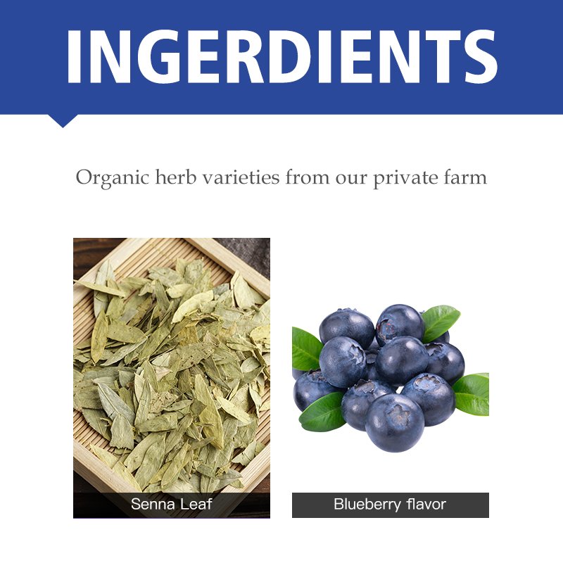 OEM customization Senna Leaf Blueberry Flavor weight management tea 14 day detox tea figure shaping detox energy Tea