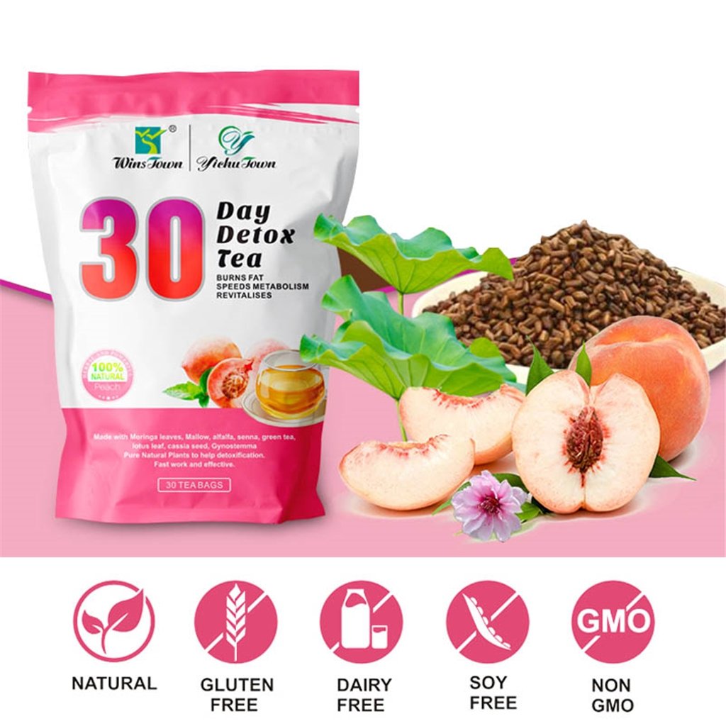 Best 30 day detox sliming tea Peach flavor senna leaf Natural organic healthy supplement for weight loss fat burner premium tea