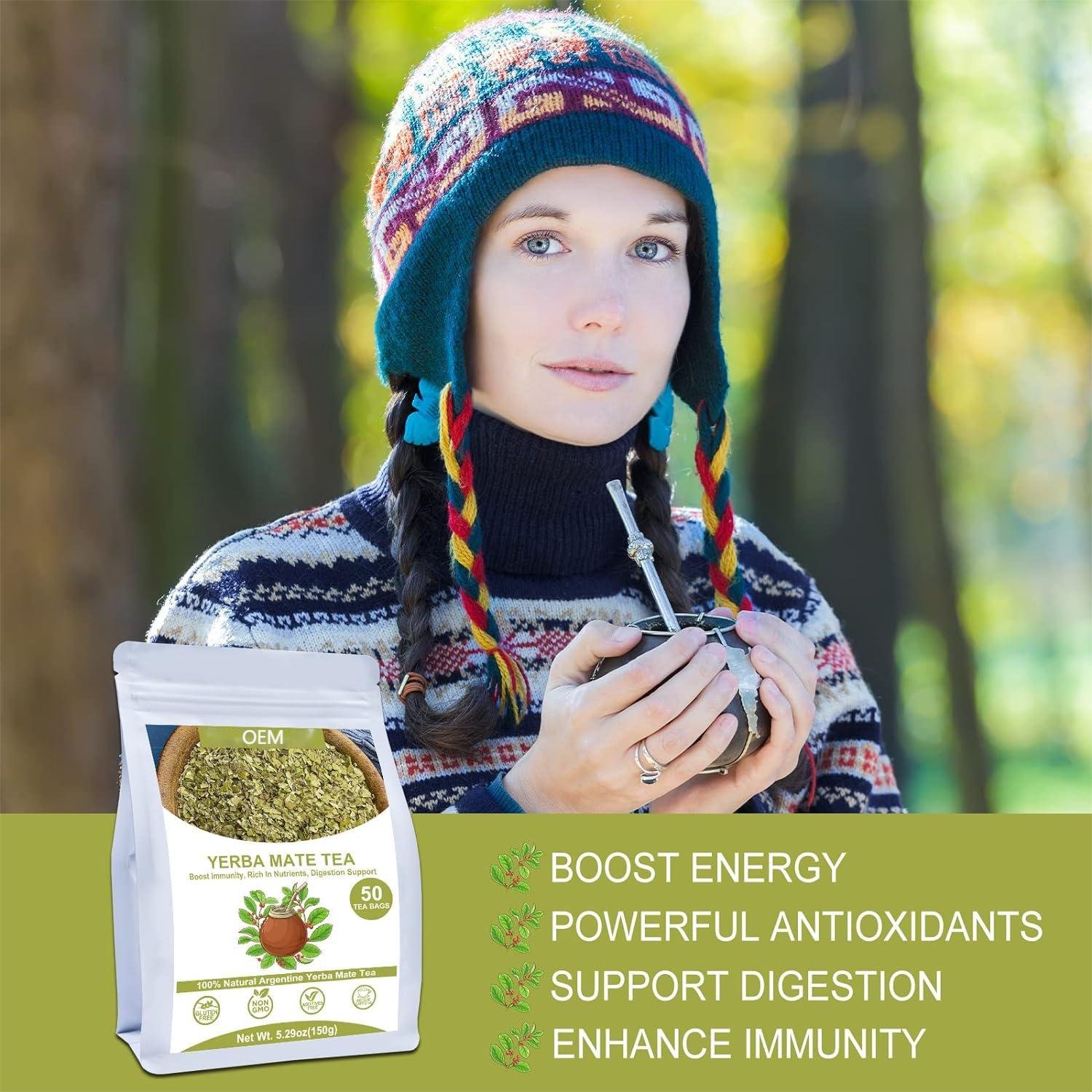 OEM 150 grams of 100% natural Yerba Mate tea, not smoked, rich in nutrients,non-gmo,slimming tea