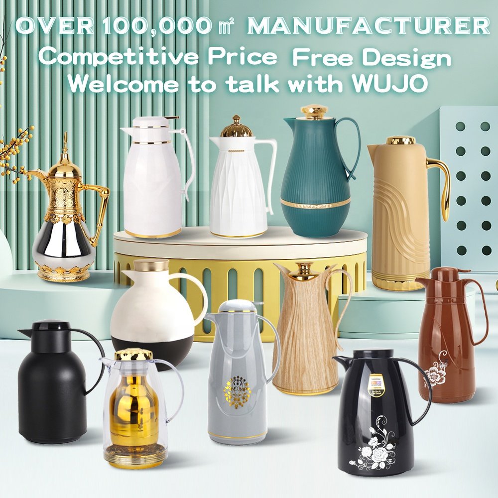 1L Slim Customized Wholesale Plastic White Vacuum Arab Thermal Coffee Pot with Glass Liner