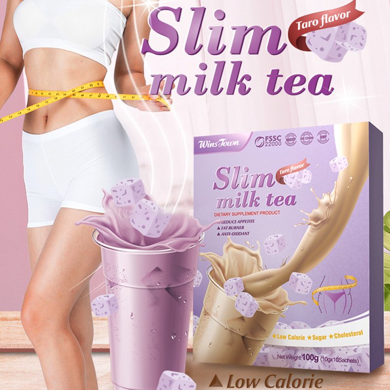 Hot-Selling OEM Taro Flavor Slimming Milk Tea Fat Burning Suppress Appetite 100 % Nature Daily Slim Milk Tea