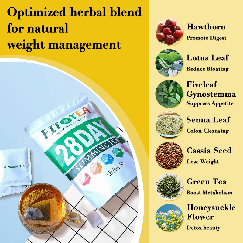 Hot Selling Organic Detox Slimming Herbal Tea for Weight Loss Colon Cleanse Belly Fat Burner Moringa & Green Tea