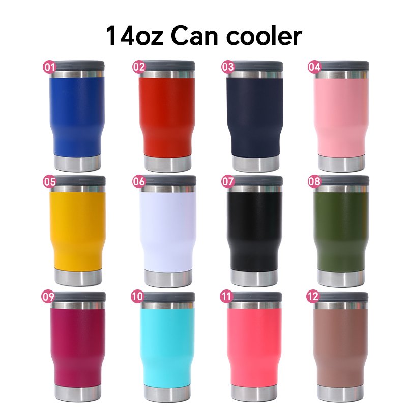 4 in 1 Insulated Slim Can Cooler 14 OZ Cans and Beer Coozies Stainless steel 14oz Can Holder Double Walled