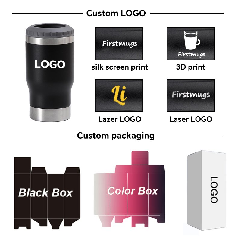 4 in 1 Insulated Slim Can Cooler 14 OZ Cans and Beer Coozies Stainless steel 14oz Can Holder Double Walled