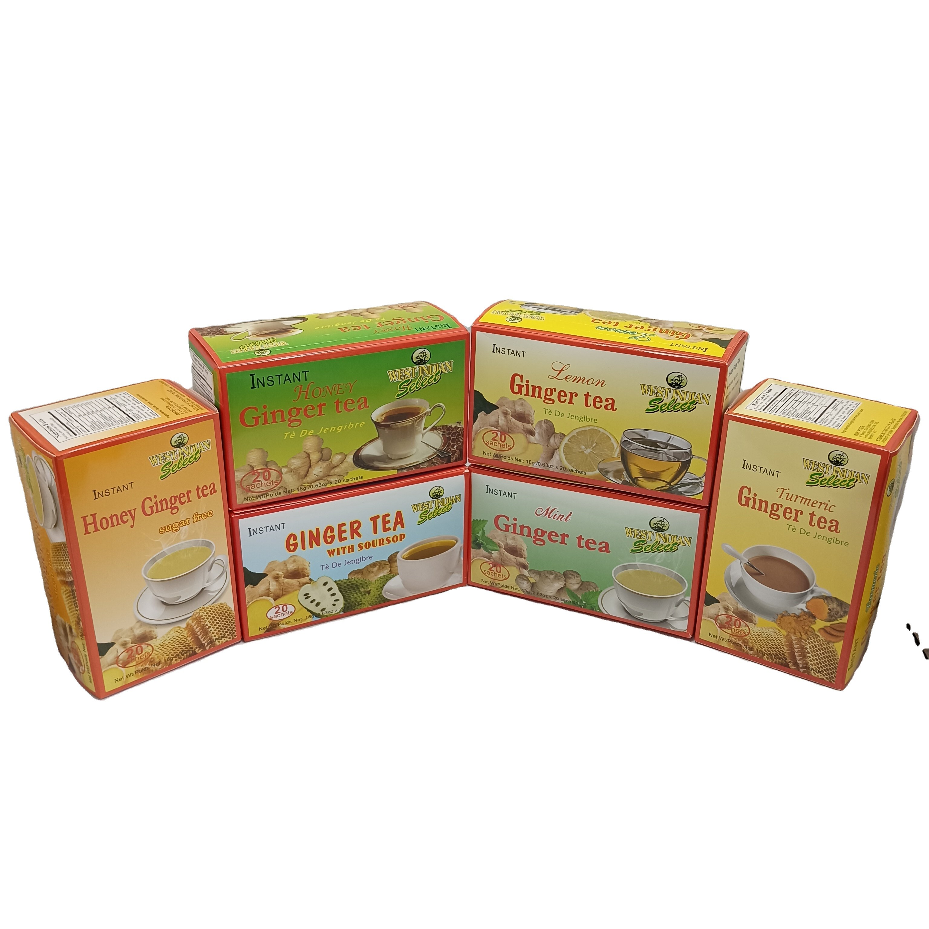 Instant Honey Ginger Tea, original ginger tea, lemon ginger tea