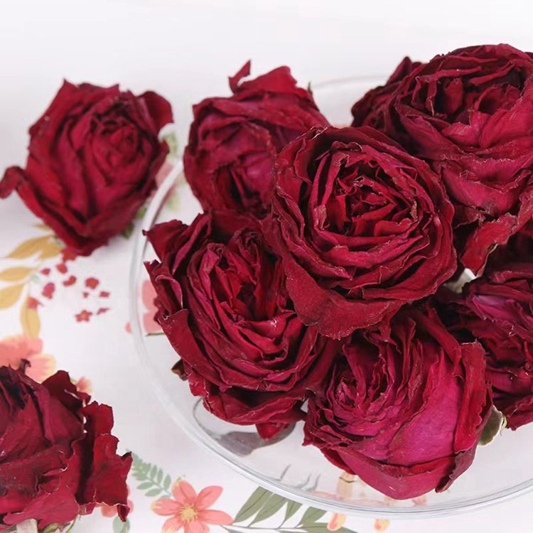 Best price big size shape dried dark red rose flower tea Wholesale eatable fresh freeze dried red rose for tea