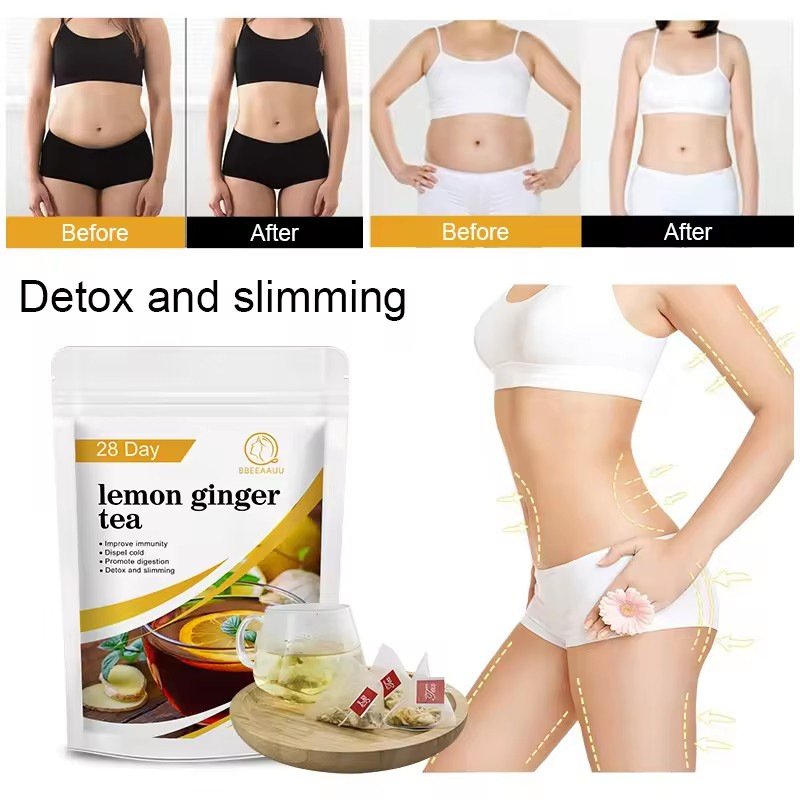 Organic Herbal Burn Fat Tea Lemon Ginger Tea Slimming Detox 28 Days