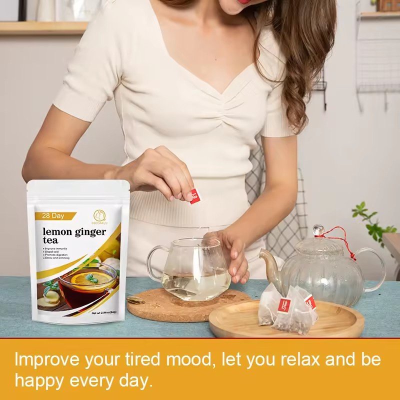 Organic Herbal Burn Fat Tea Lemon Ginger Tea Slimming Detox 28 Days