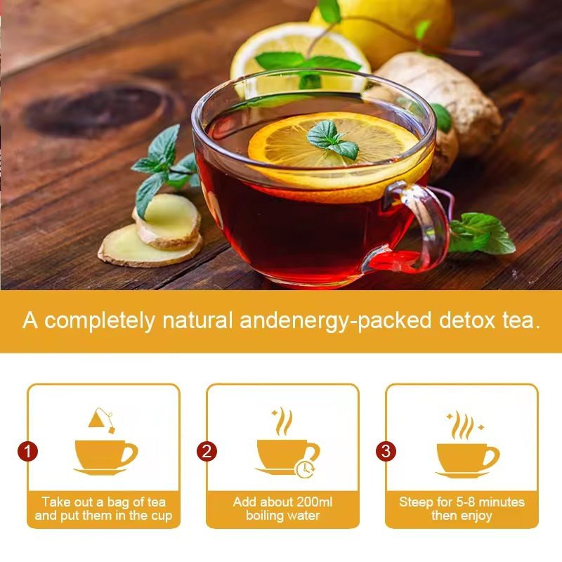Organic Herbal Burn Fat Tea Lemon Ginger Tea Slimming Detox 28 Days