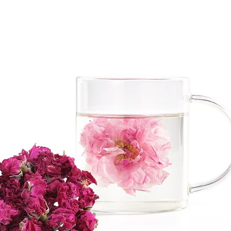 Organic dried red rose buds blooming tea