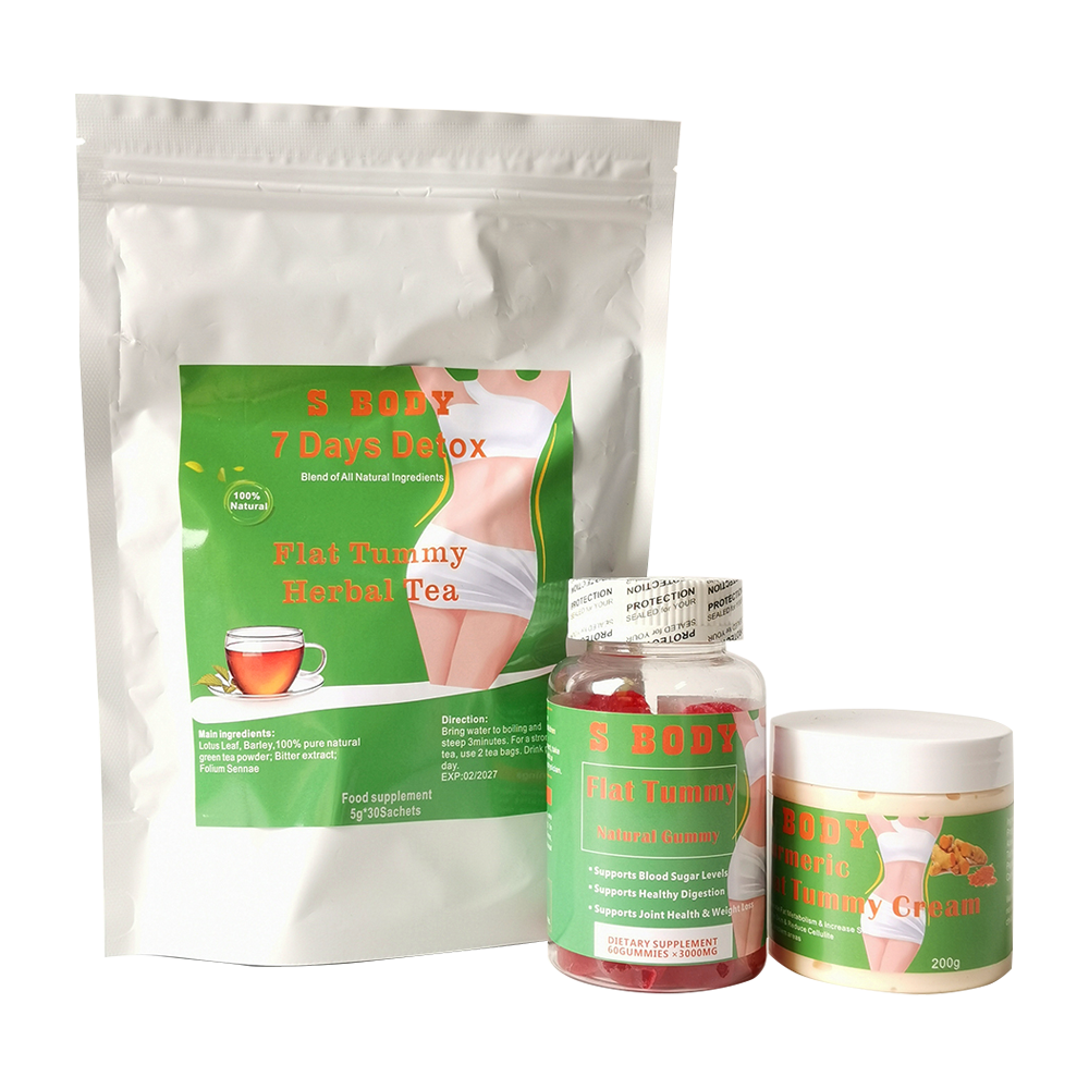 100% herbal pills and gummies cream 3 in 1 weight loss set flat tummy products moringa 7 days detox flat tummy slimming tea