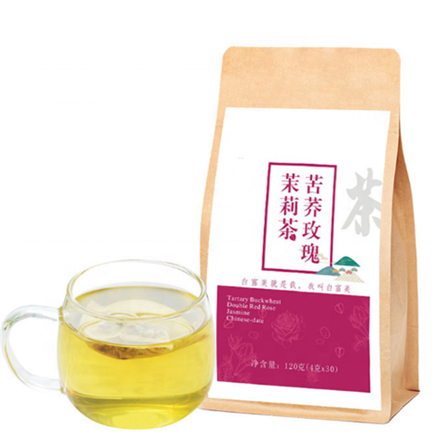 Private label organic herbal tartary buckwheat dried rose jasmine floral tea skin beauty rich healthy tea