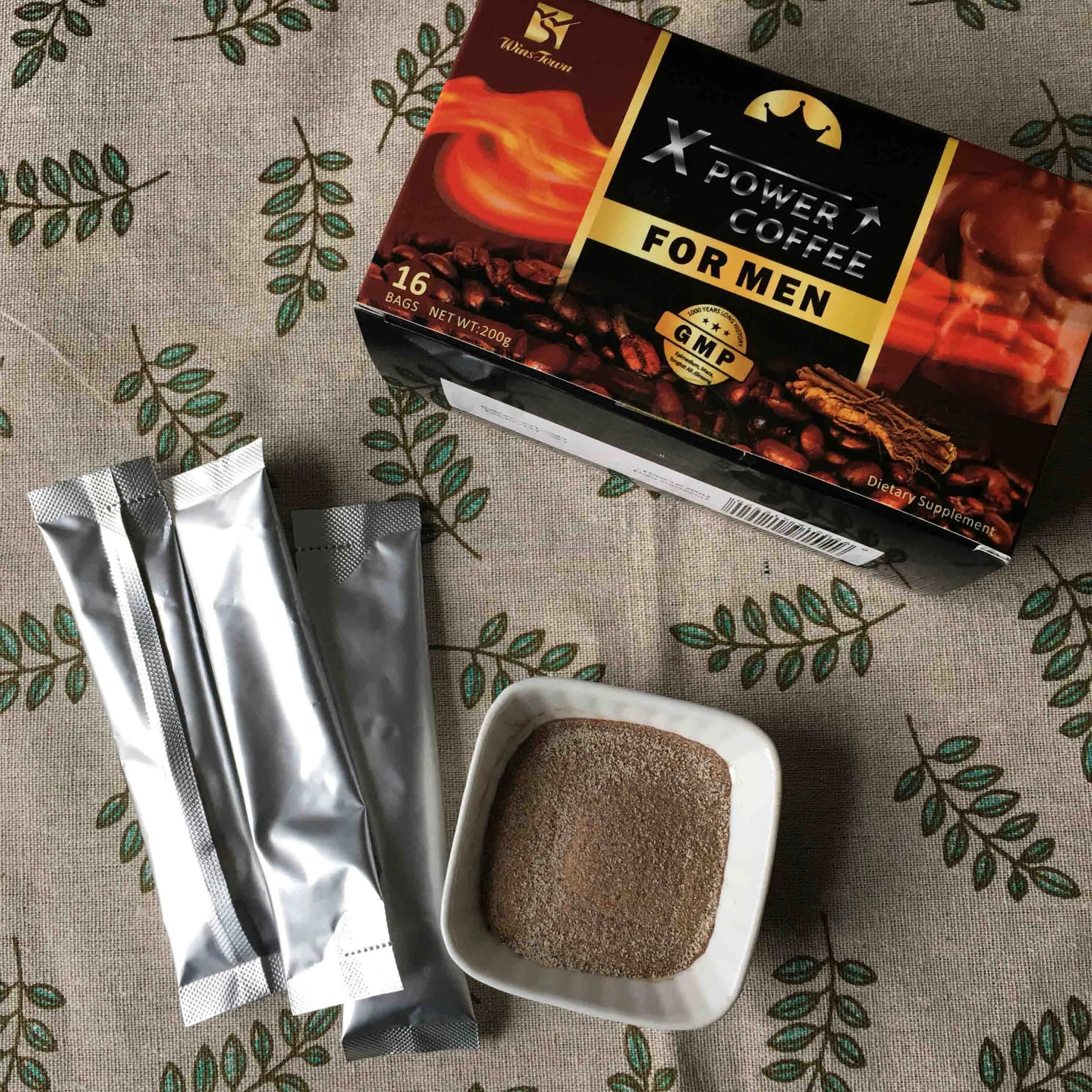 hot sell adult man power increasing sexual improvement more energy herbal made men coffee powder x-power