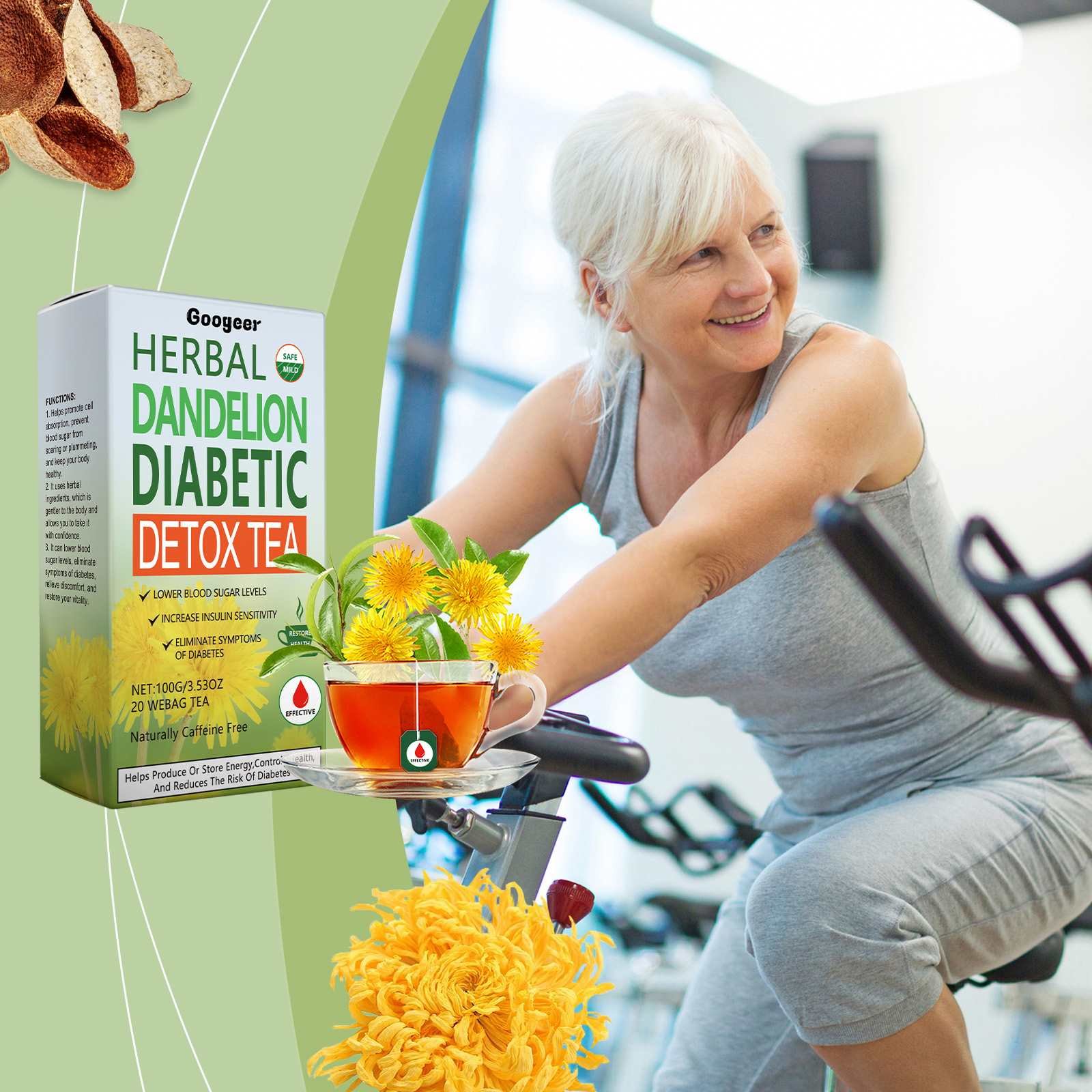 Googeer Wholesale Herbal Dandelion Diabetic Fitness Detox Tea Natural Balance Weight Loss Products With Vitamins For Adults