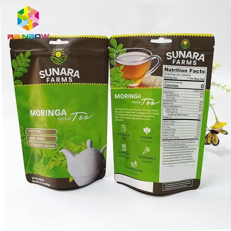 Digital Printing Weight Loss Tea Packaging Bags Aluminum Foil Matcha Fibroid Tea Detox Flower Tea Ziplock Stand Up Pouches