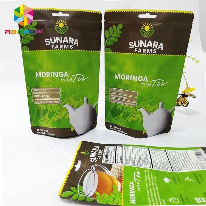 Digital Printing Weight Loss Tea Packaging Bags Aluminum Foil Matcha Fibroid Tea Detox Flower Tea Ziplock Stand Up Pouches