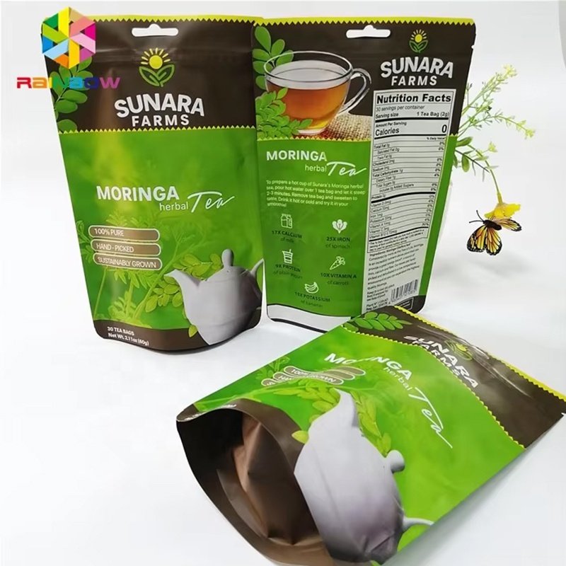 Digital Printing Weight Loss Tea Packaging Bags Aluminum Foil Matcha Fibroid Tea Detox Flower Tea Ziplock Stand Up Pouches