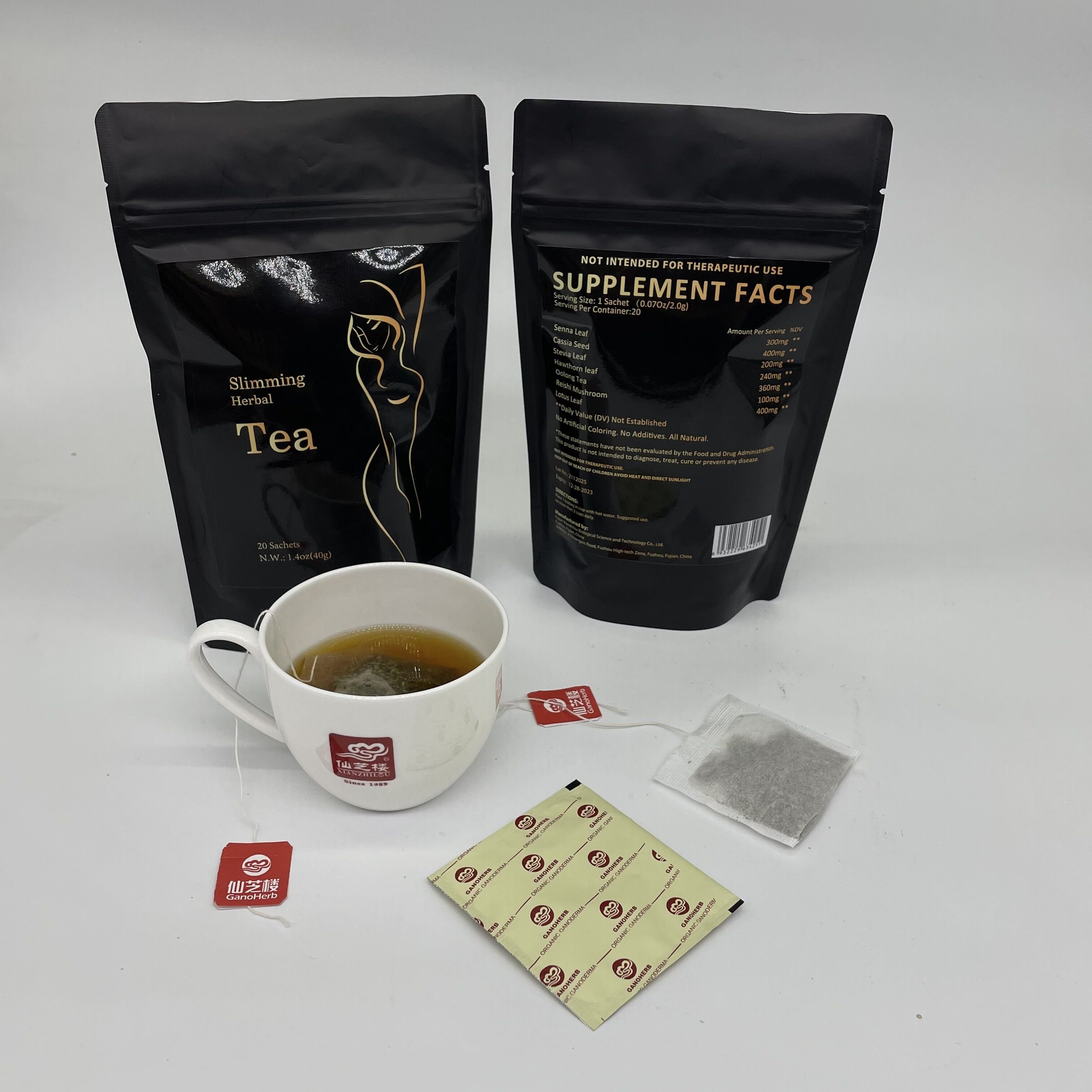Private Label Ganoderma Reishi Mushroom Extract Herbal Tea for Supportive Weight Management and Overall Wellness