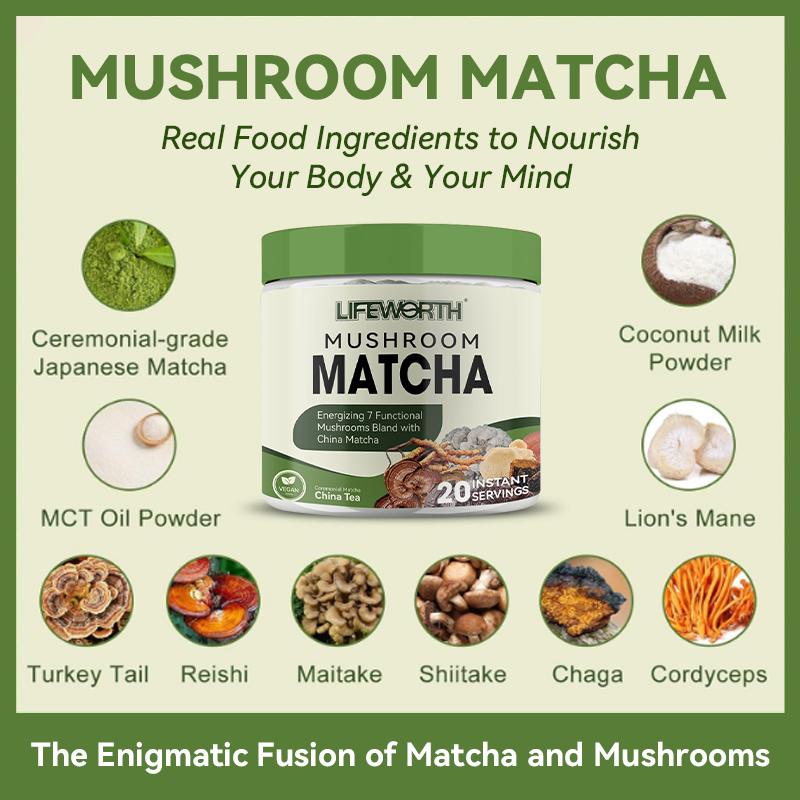 LIFEWORTH Organic Pure Wholesale Slim Matcha Green Tea Powder with Mushrooms