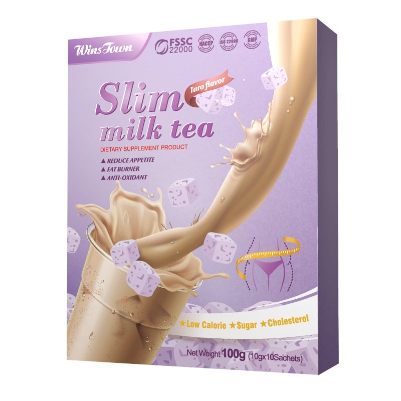 Customized Milk tea Taro taste natural herbs healthy Diet control Powder Instant slim tea Weight loss products GMP factory