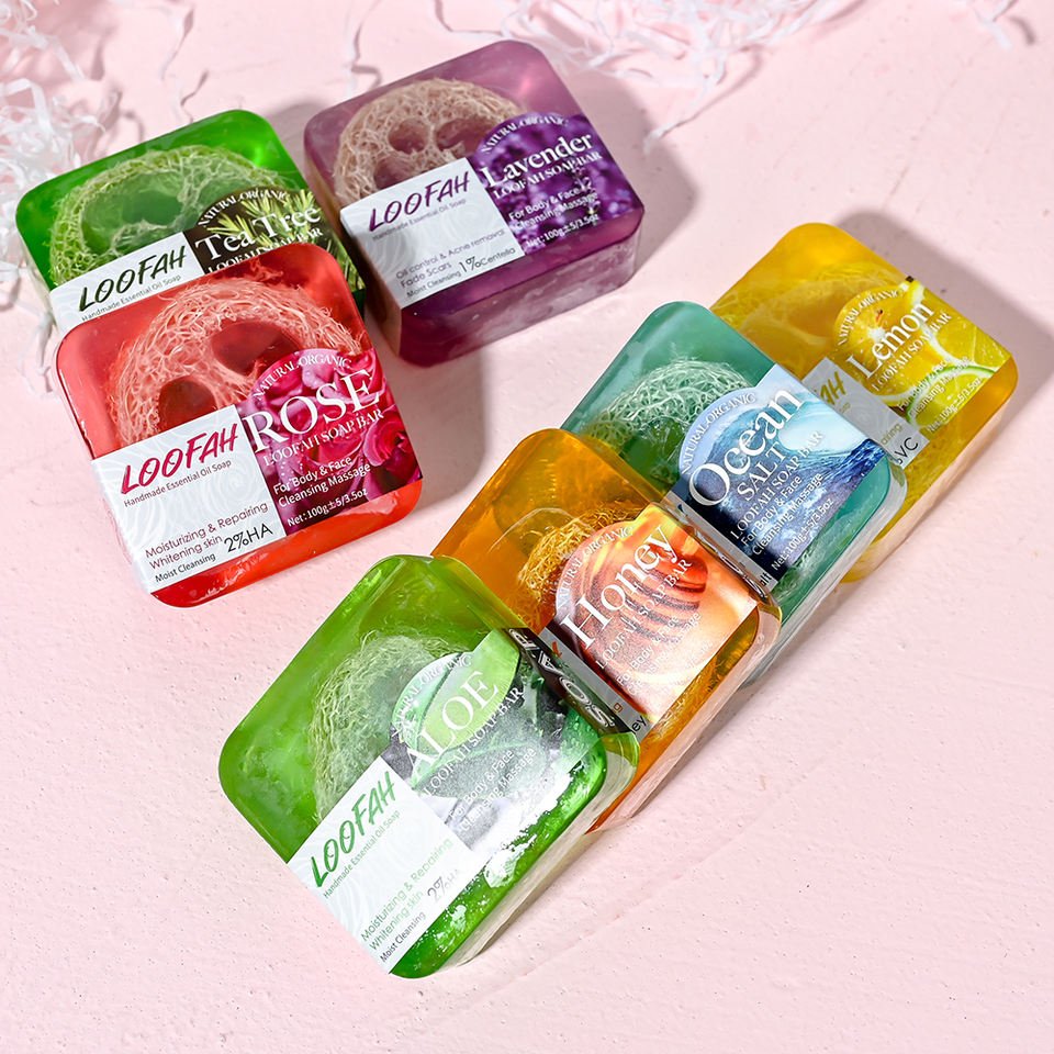 Handmade Rose Bath Soap Natural Lavender Loofah Handmade Skin Cleansing Lightening Flower Oatmeal Goat Milk Tea Tree Bath Soap