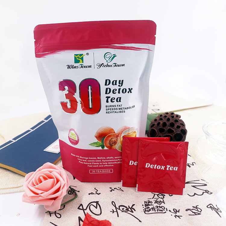 Detox slim tea 30 Day Weight loss Peach lemon fruit flavor 100% natural herbal skinny flat tummy slimming tea for beauty