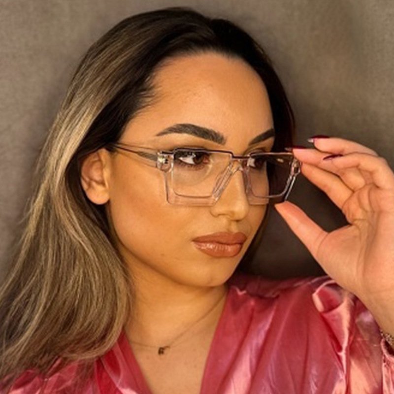 DL Glasses 2024 Trendy Anti Blue Light Eyeglasses Half Frame Transparent Large Square Optical Fashion Computer Glasses Wholesale