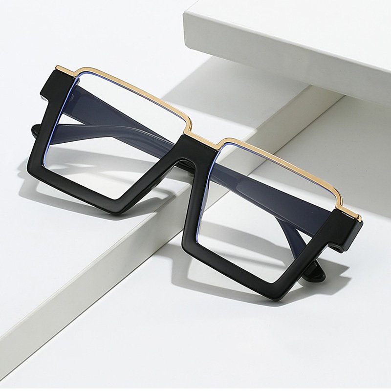 DL Glasses 2024 Trendy Anti Blue Light Eyeglasses Half Frame Transparent Large Square Optical Fashion Computer Glasses Wholesale