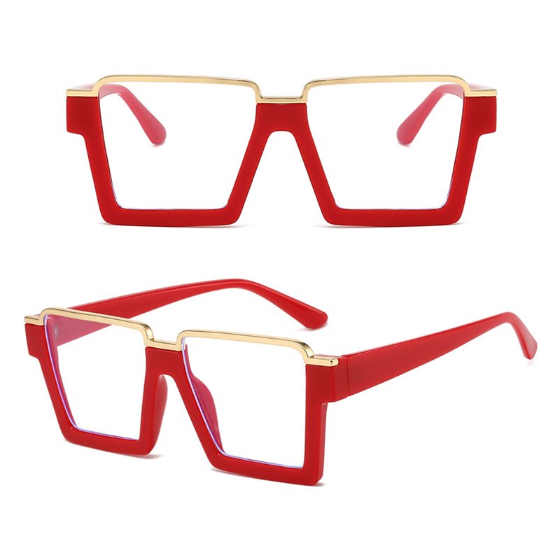 DL Glasses 2024 Trendy Anti Blue Light Eyeglasses Half Frame Transparent Large Square Optical Fashion Computer Glasses Wholesale