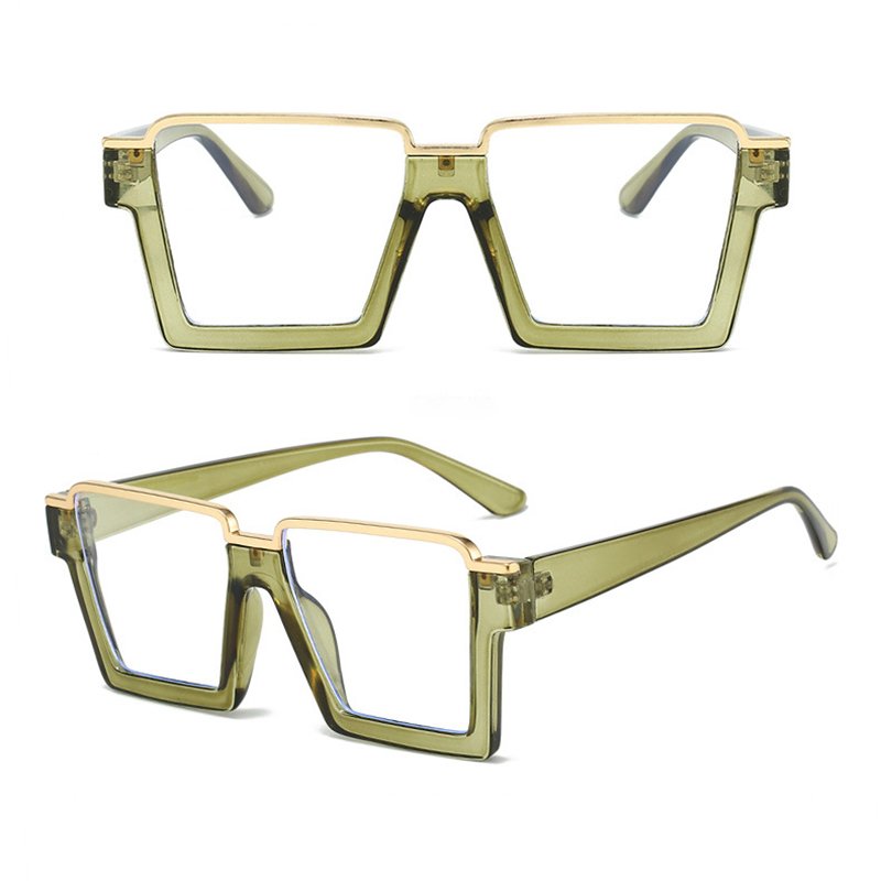 DL Glasses 2024 Trendy Anti Blue Light Eyeglasses Half Frame Transparent Large Square Optical Fashion Computer Glasses Wholesale