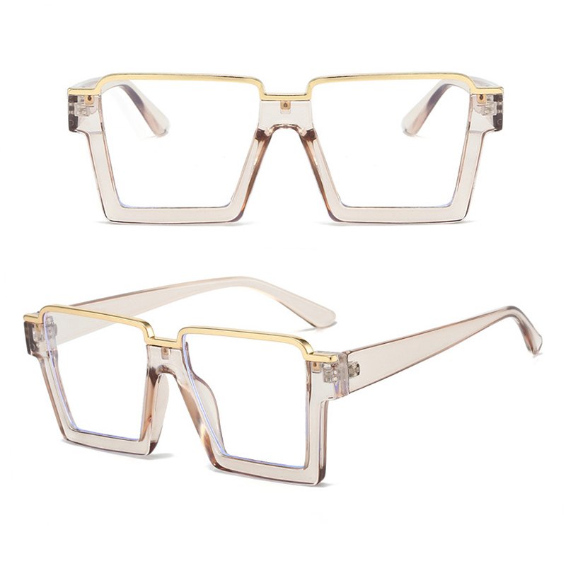 DL Glasses 2024 Trendy Anti Blue Light Eyeglasses Half Frame Transparent Large Square Optical Fashion Computer Glasses Wholesale