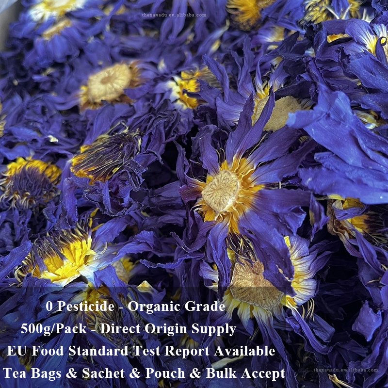 100% EU Food Grade Dried Blue Lotus Flowers Handmade Egyptian Herb Organic Nymphaea Caerulea Tincture Tea Beauty Care Smoking