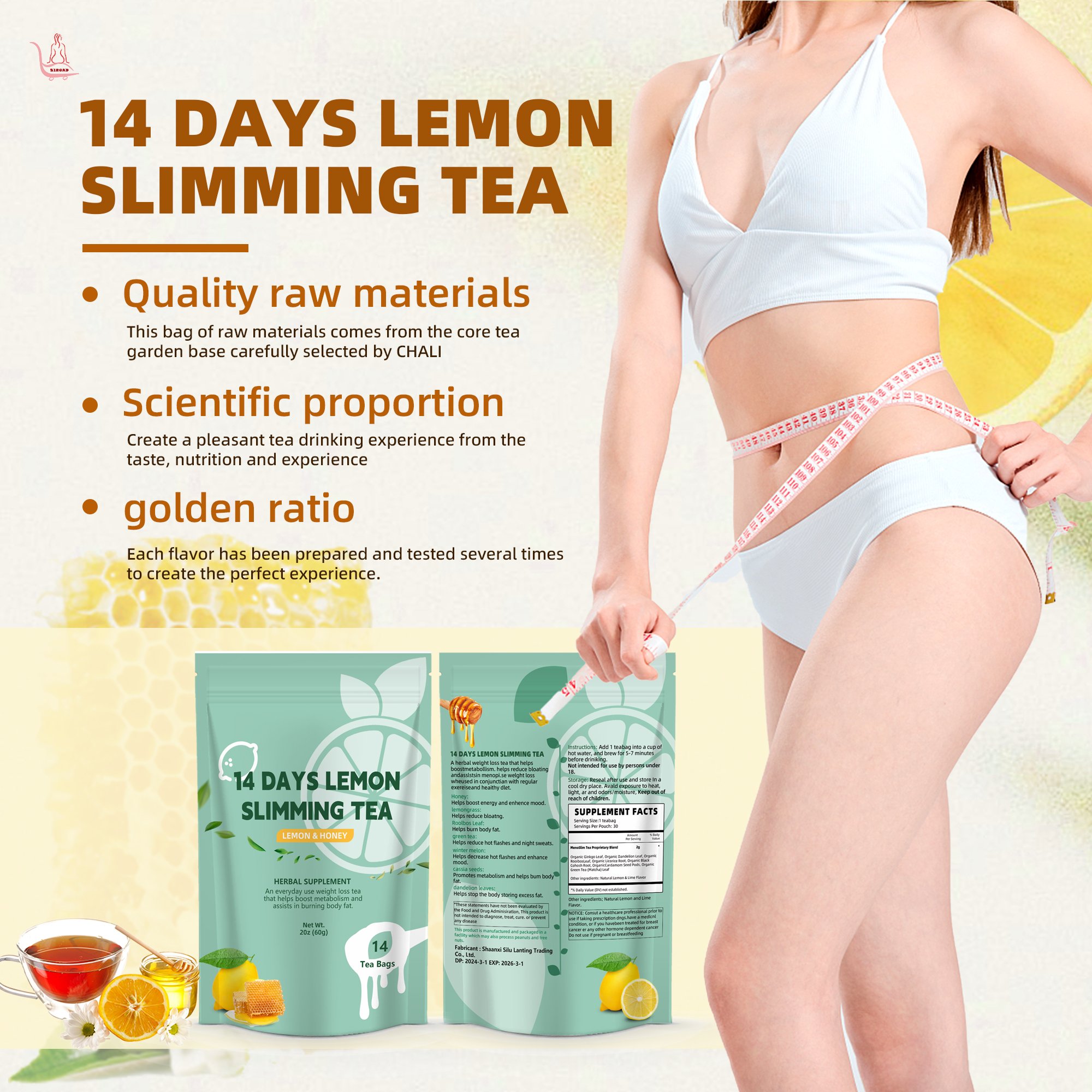 Factory Supply 14-Day Lemon Metabolism Tea Burner Belly tea for Constipation and Indigestion