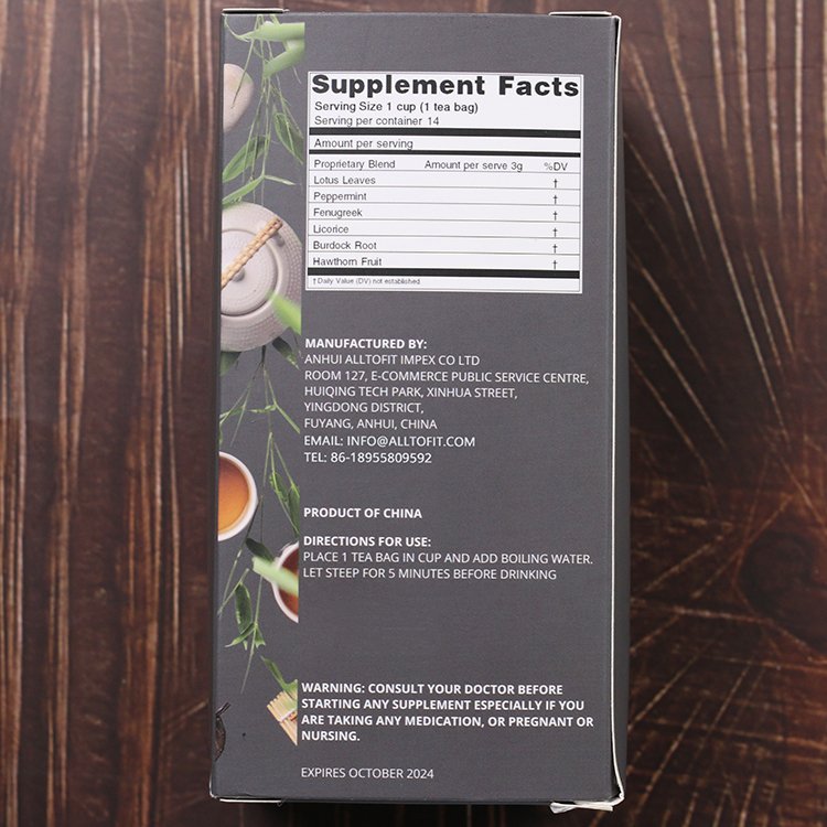 Customized Unisex Flat Tummy Slimming Tea Detox Fat Burner Tea Packed in 14/28 days