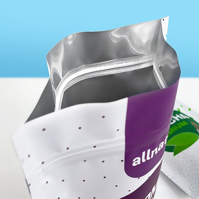Custom Stand Up Resealable Ziplock Packaging Bag Matcha Powder Pouch With Logo Zipper Slimming Tea Food Packaging Bag