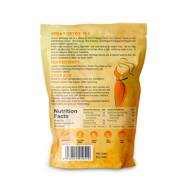 Lemon flavor strong slimming tea 30 days Flat tummy teabag fat burn slim detox tea100% natural herbal
