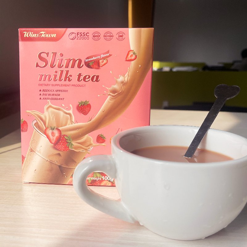 Slimming milk tea healthcare supplements weight loss milkshake Meal Replacement Powder strawberry flavor slim milk tea