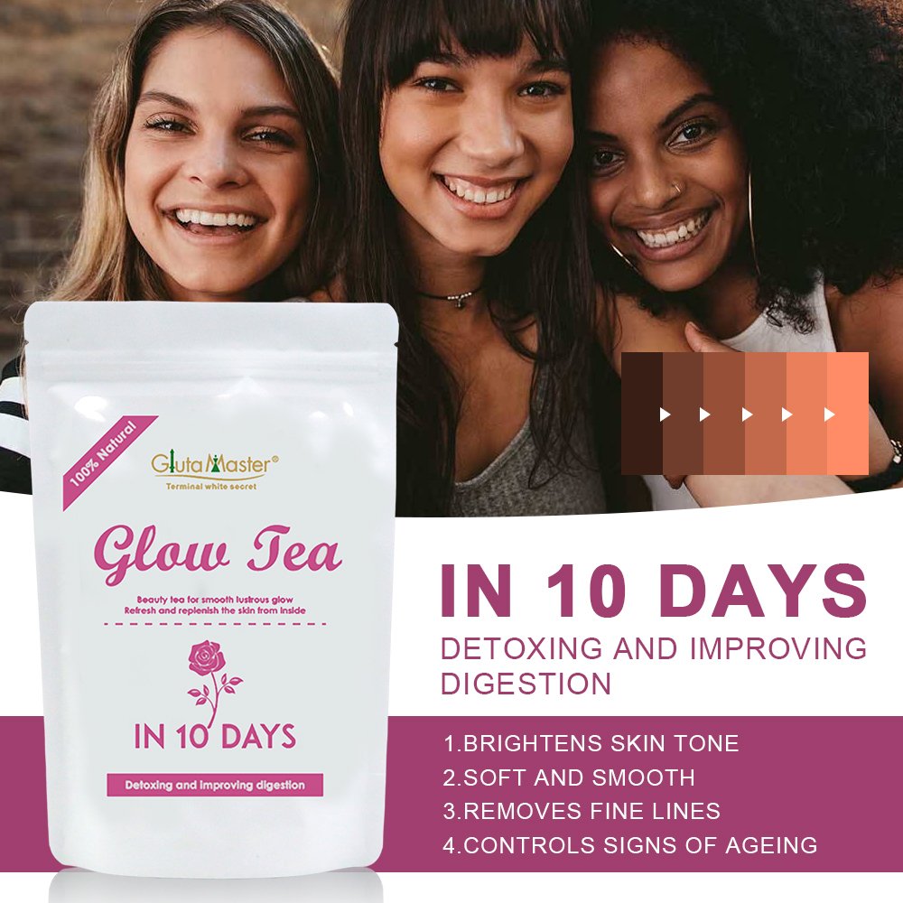 Private Label 10 Days Glowing Tea Strong Whitening Spot and Fading Chinese Tea for Skin Beauty Green Tea Extract Fat Burner