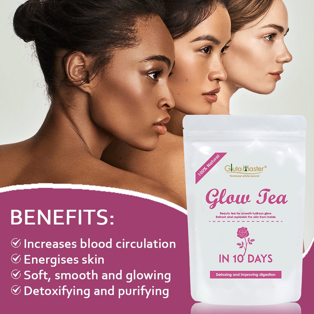 Private Label 10 Days Glowing Tea Strong Whitening Spot and Fading Chinese Tea for Skin Beauty Green Tea Extract Fat Burner