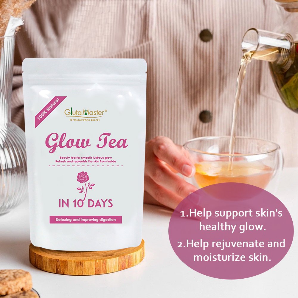Private Label 10 Days Glowing Tea Strong Whitening Spot and Fading Chinese Tea for Skin Beauty Green Tea Extract Fat Burner