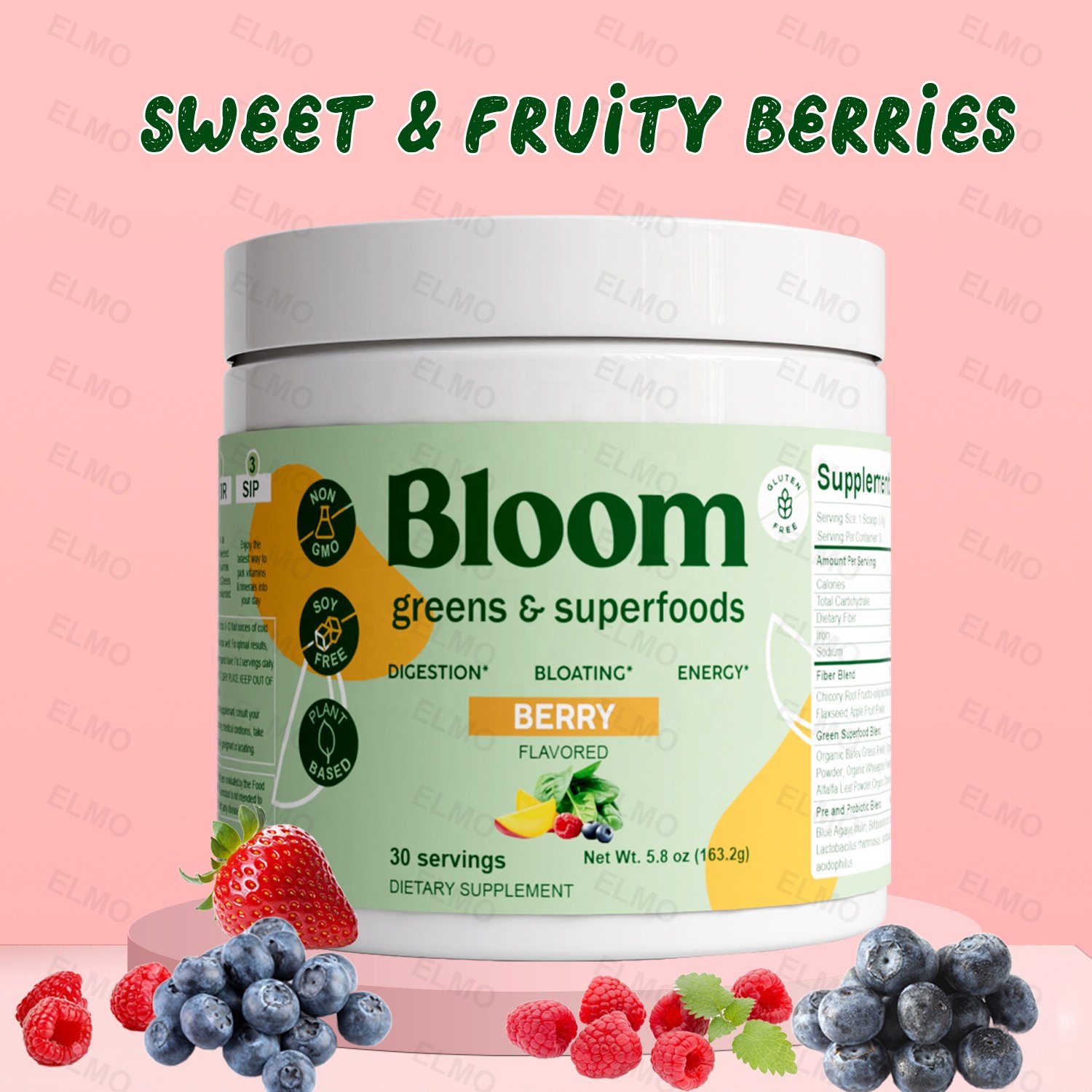 BOOM LIFESTYLE Greens Superfoods for Digestive Health Greens Powder Digestive Enzymes Probiotics Spirulina Chlorella