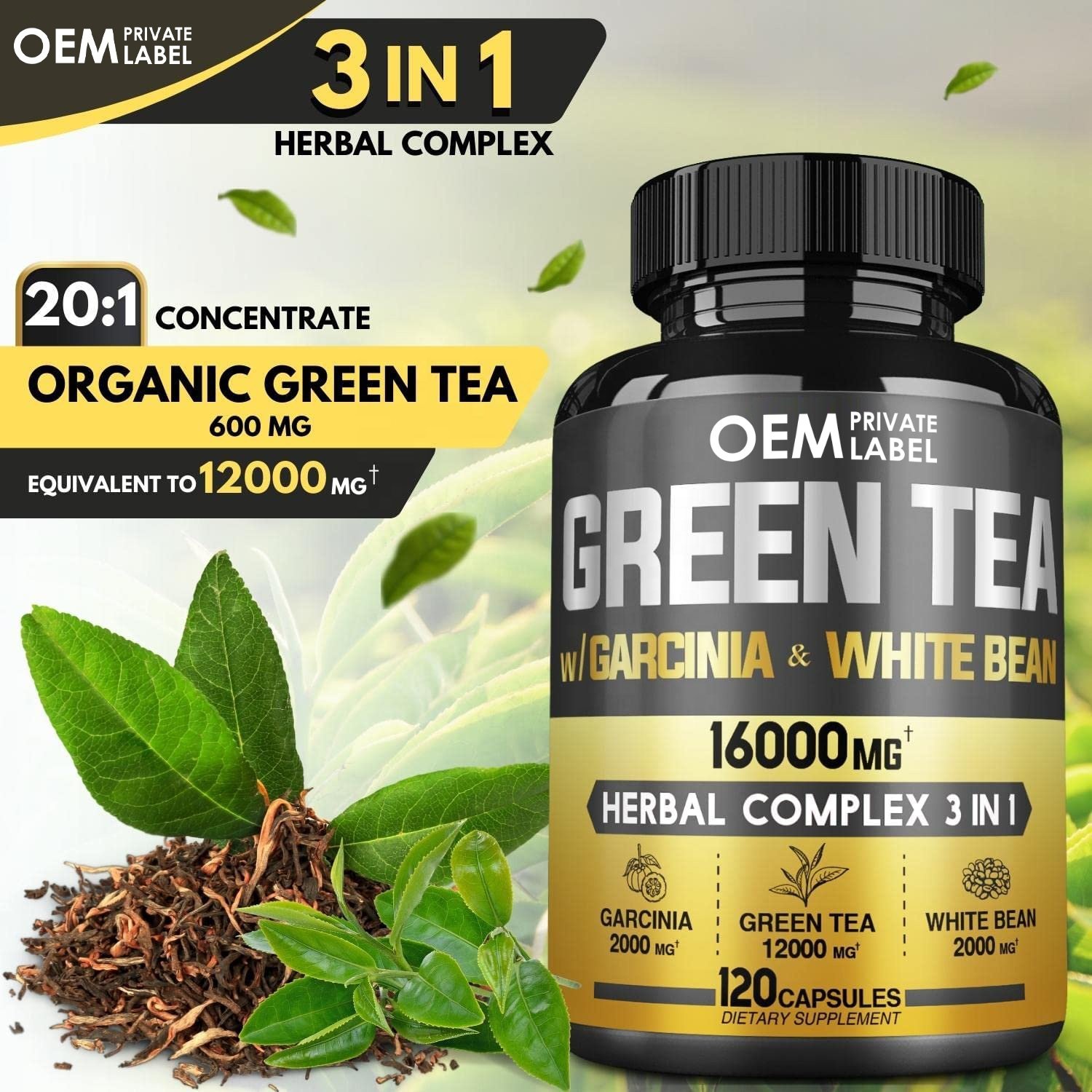 OEM Green tea capsules for Quick Detox Colon Cleanser green tea ingredients for adult with Garcinia Cambogia