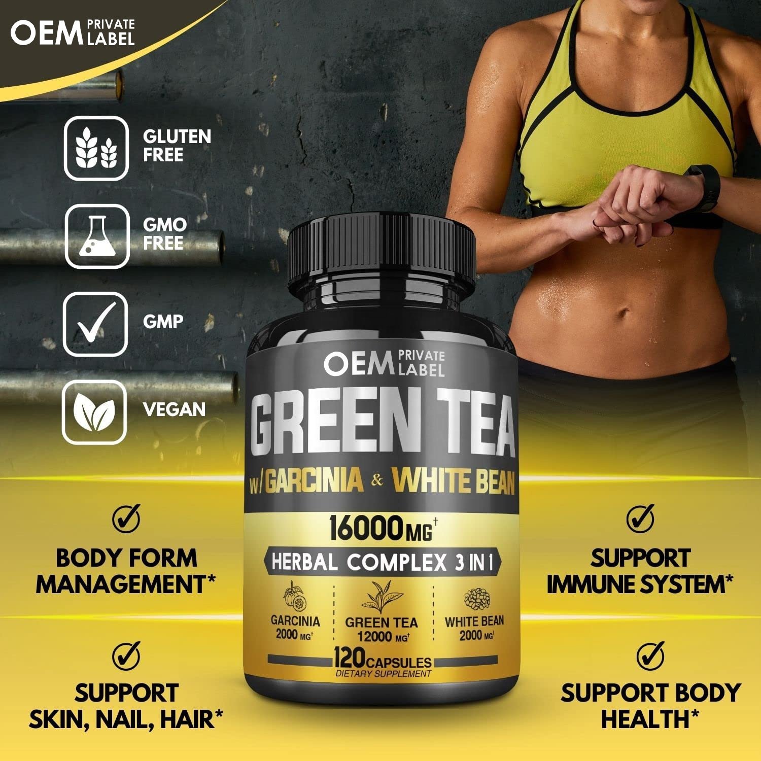 OEM Green tea capsules for Quick Detox Colon Cleanser green tea ingredients for adult with Garcinia Cambogia