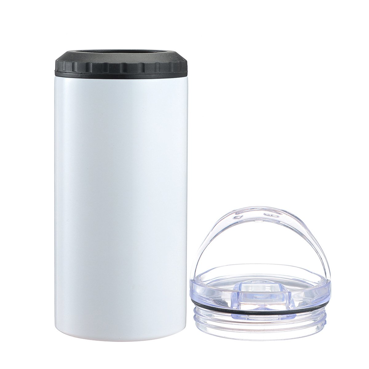 New Rts Warehouse 12oz 16oz 4 In 1 White Blanks Sublimation Slim Skinny Straight Can Cooler Can Cooler With 2 Lids