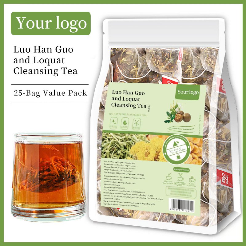 OEM/RTS Luo Han Guo and Loquat Cleansing Tea Organic Tea Fresh Blended Slimming Health Tea Packaged in Bag