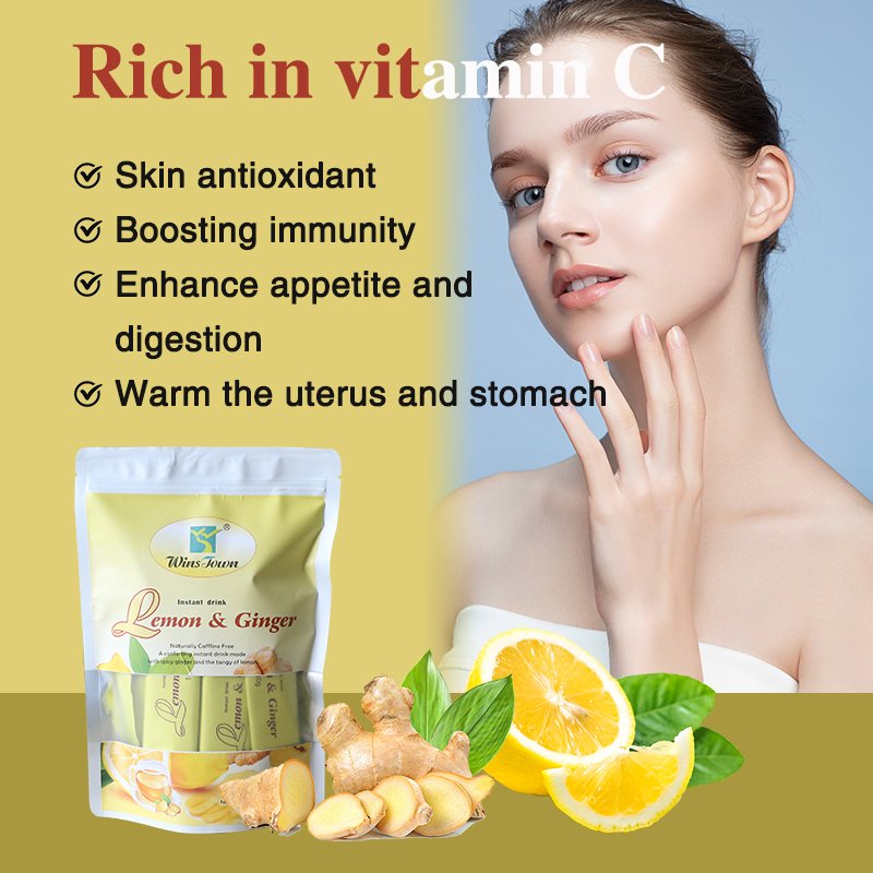 OEM Custom Lemon Ginger Tea Instant Slimming Beauty Skin Detox Flower Tea Blended Nutritious Vitamin Nutrition Instant tea