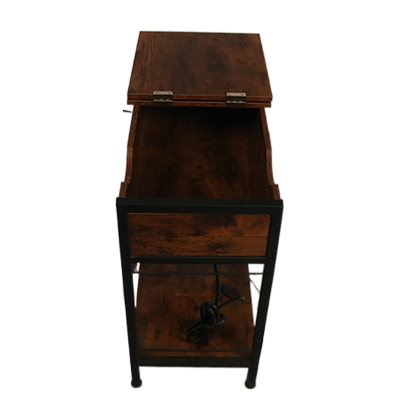 rustic new design stable metal leg with wooden 2 layers coffee Corner end desk tea table iron leg